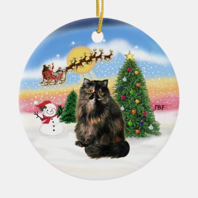 Starta - Tortie Perserkat Julgransprydnad Keramik (Framsidan)