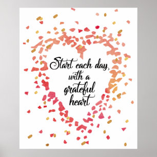 Starta varje citationstecken för tacksam hjärta poster