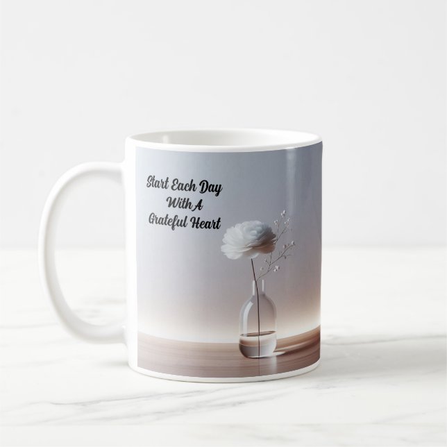 Starta varje dag med ett tacksamt hjärta/kaffe Mug Kaffemugg (Vänster)