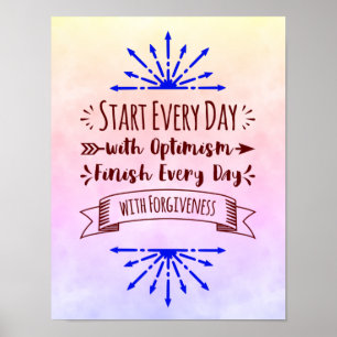 Starta varje dag med Optimism inspirationstecken - Poster