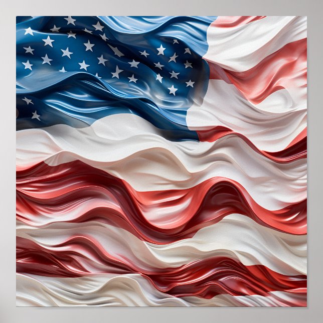 Startande patriotisk amerikansk flagga oljemålning poster (Framsidan)