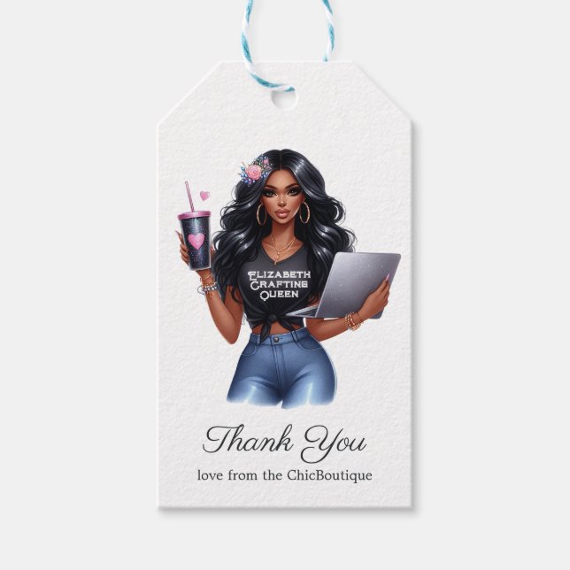 Startar Black Woman Crawing Queen Presentetikett (Framsidan)