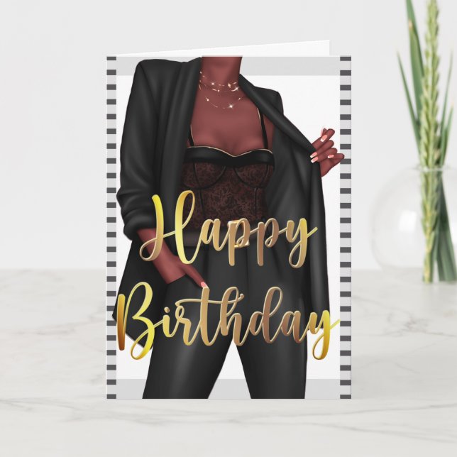 Startar Black Women 'Girl Chef Birthday Card Inbjudan (Framsida)