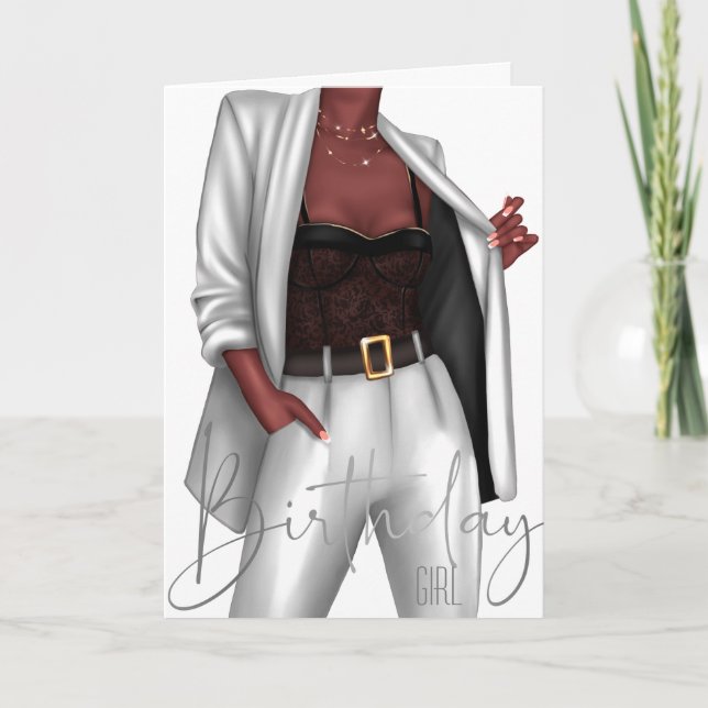 Startar Black Women 'Girl Chef Birthday Card Inbjudan (Framsida)