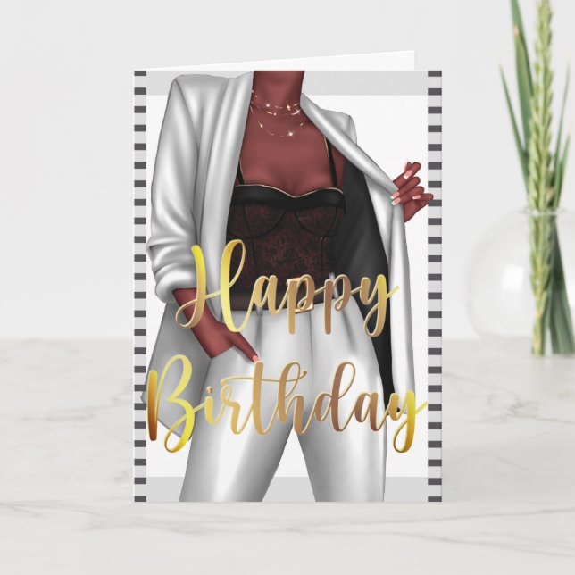 Startar Black Women 'Girl Chef Birthday Card Inbjudan (Framsida)