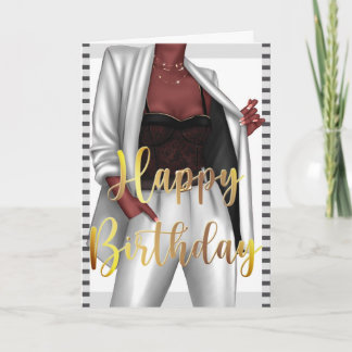 Startar Black Women 'Girl Chef Birthday Card Inbjudan