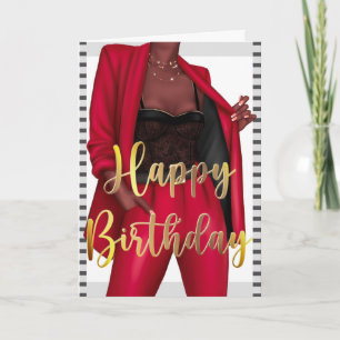 Startar Black Women 'Girl Chef Birthday Card Inbjudan