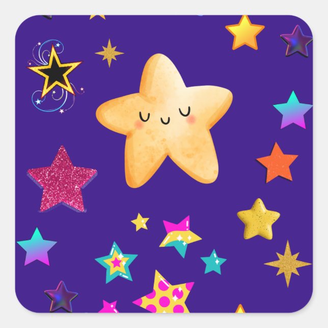 startar fyrkantigt klistermärke (Framsida)