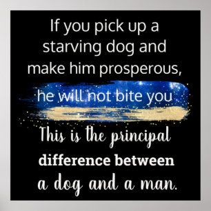 Startar hund-citat av Mark Twain Poster