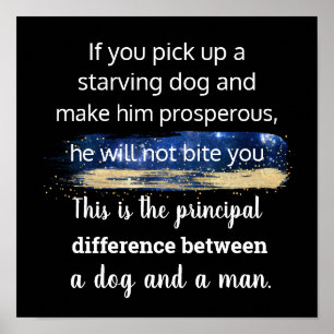Startar hund-citat av Mark Twain Poster