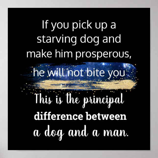 Startar hund-citat av Mark Twain Poster (Framsidan)