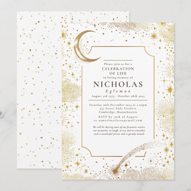 Startar i tjänsten Loving Memory Funeral Minnesmin Inbjudningar (Fram/baksida)