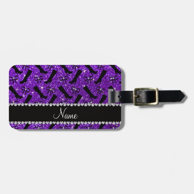 Startar känt indigoblått lilaglitter för personlig bagagebricka (Horisontell Framsida)