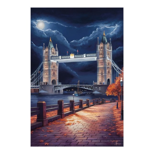 Startar London Nattscen med lysande Torn Fototryck (Framsidan)