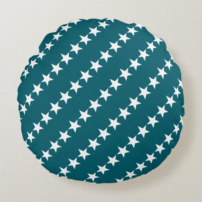Startar Mörk teal Minimal Modern Rund Kudde (Framsidan)