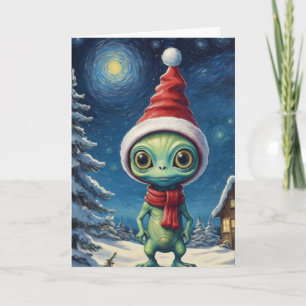 Startar Natt Cute Alien Space jul Kort