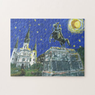Startar Natt New Orleans Fransk Quarter Pussel