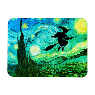Startar Natten Måne, flygande Witch Silhouette Magnet