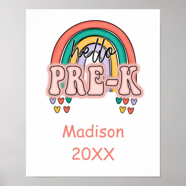 Startar Pre-K tillbaka till skolan regnbågsaffisch Poster (Framsidan)