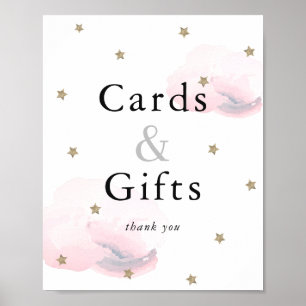 Startar Rosa Clouds Baby Shower Card & presentatio Poster