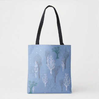 Startar Skogen Tote Aqua Blue Tygkasse
