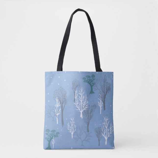 Startar Skogen Tote Aqua Blue Tygkasse (Framsida)