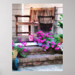 STARTAR UNDER 20 Rosa Petunias och Watering Cans Poster