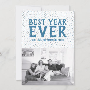 Startat bästa års någonsin nytt fotokort Blå Julkort