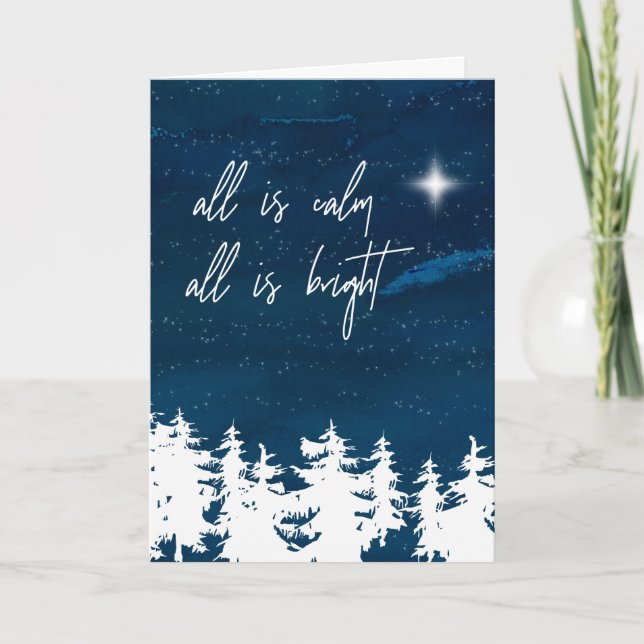 Startat hela natten är Lugnen allt är en ljus jul Helgkort (Framsida)