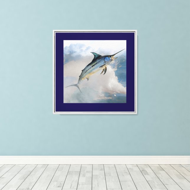 Startat Kanvastryck Jumping Marlin (Insitu (trägolv))