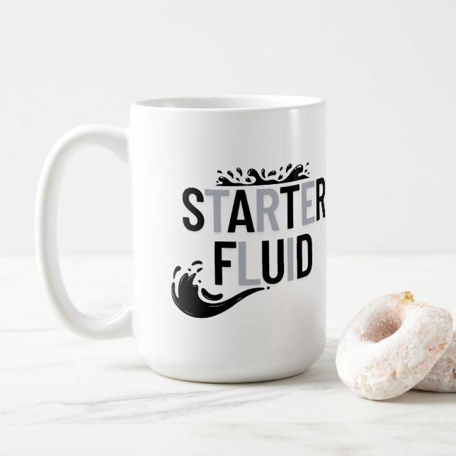 STARTER FLUID Roligt Modern Trendig Typografi Offe Kaffemugg (Med munk)