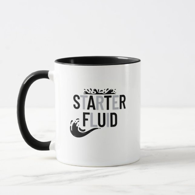 STARTER FLUID Roligt Modern Trendig Typografi Offe Mugg (Vänster)