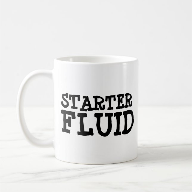 STARTER FLUID TRENDIG FUNNY COFFEE MUGG (Vänster)