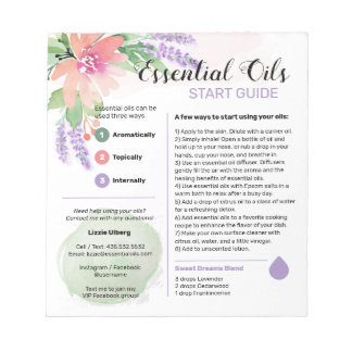 Startguide för Springtime Blommigt Essential Oils Anteckningsblock