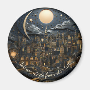Starthatt över cityscape 1 av 3 rund magnet