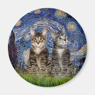Starthatt - två Tabby Tiger Cats Magnet