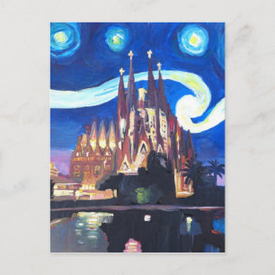 Starthundar vid Sagrada Familia i Barcelona Vykort
