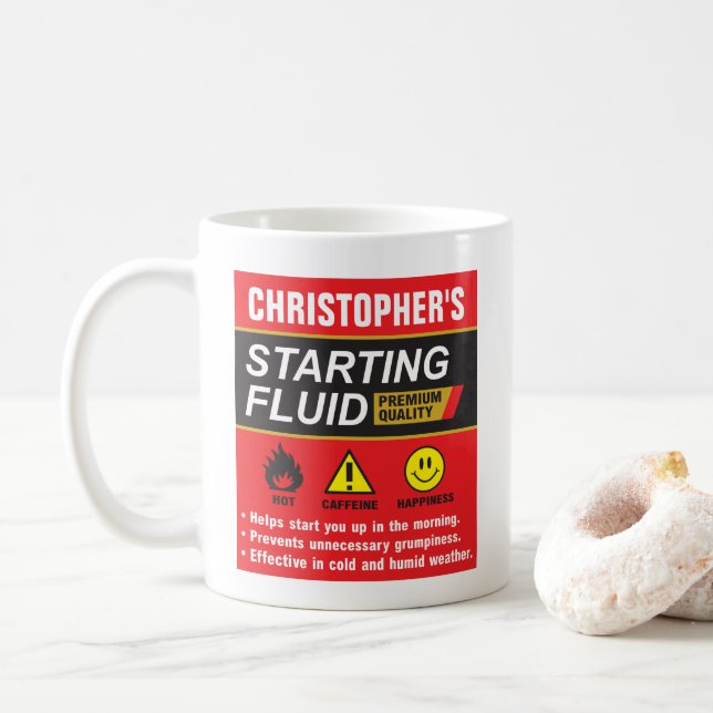 Starting Fluid Personalized Parody Kaffemugg (Med munk)