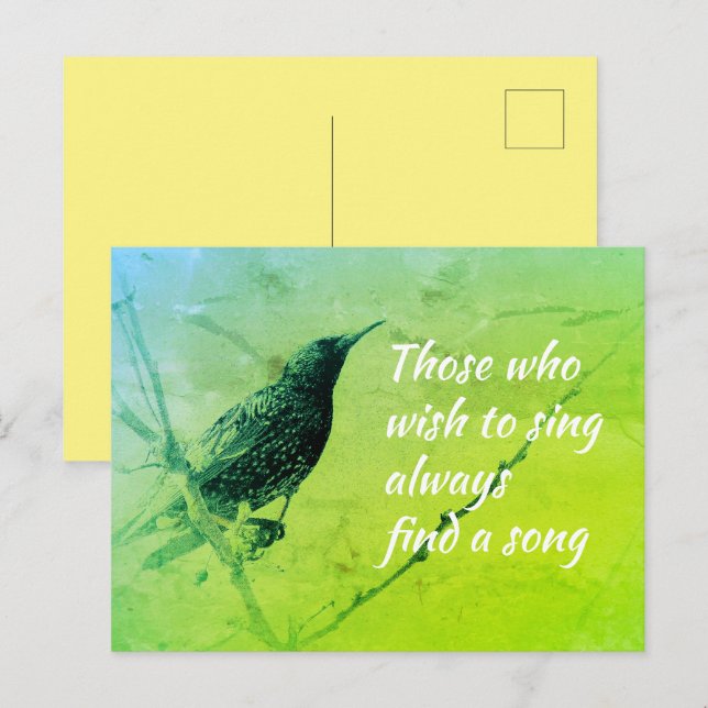 Starting på Träd Gren i maj Singling Quote Vykort (Fram/baksida)