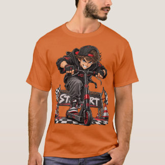 Startlinje Extreme Scooter Racer Anime T Shirt