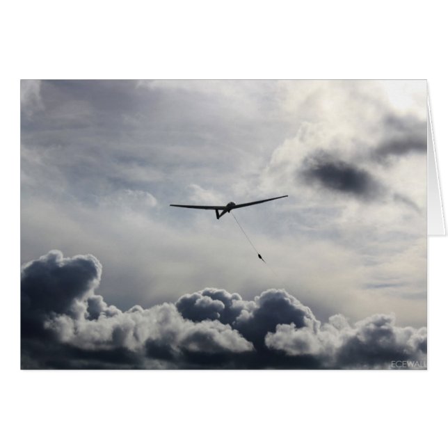 Startning av segelflygplan hälsningskort (Framsidan Horizontal)