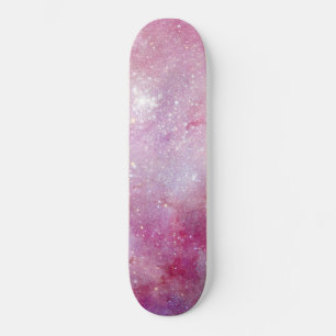 Startrymme Ljusare rosa vattenfärgsstenar Galaxy Mini Skateboard Bräda 18,5 Cm