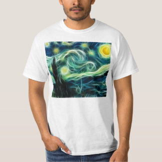 Starttåg nattåg Van Gogh Fractal Art Tee Shirt