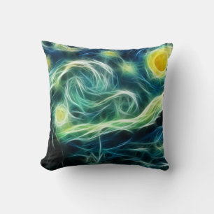 Starttåg nattåg Van Gogh Fractal konst Kudde