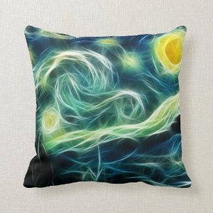 Starttåg nattåg Van Gogh Fractal konst Kudde