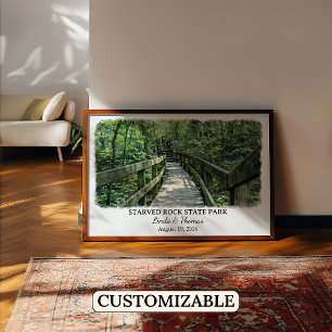 Starved Rock State Park Illinois Affisch, Akvarell Poster