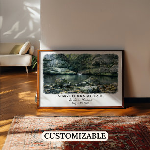Starved Rock State Park Illinois Affisch, Akvarell Poster
