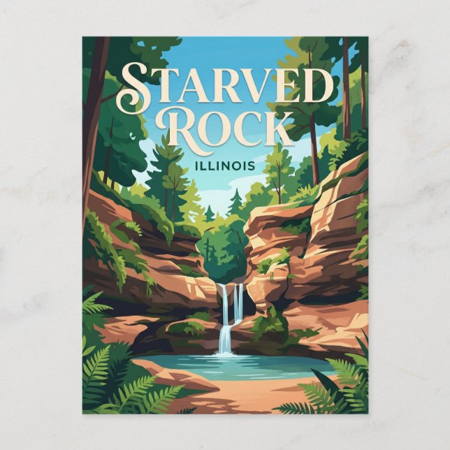 Starved Rock State Park USA -> Starved Rock delsta Vykort (Framsida)