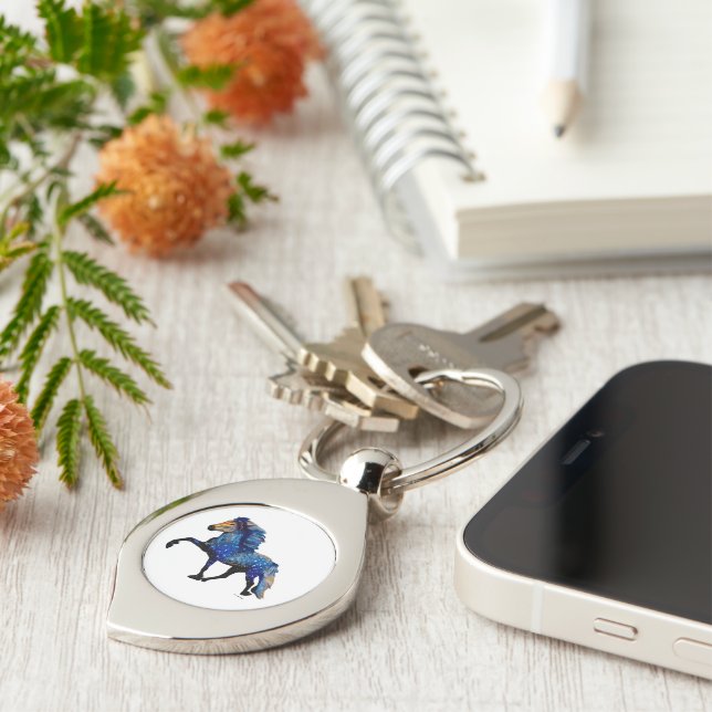 Stary Night Charismatic Tolting Islands häst Swirl Silverfärgad Nyckelring (Sidan)