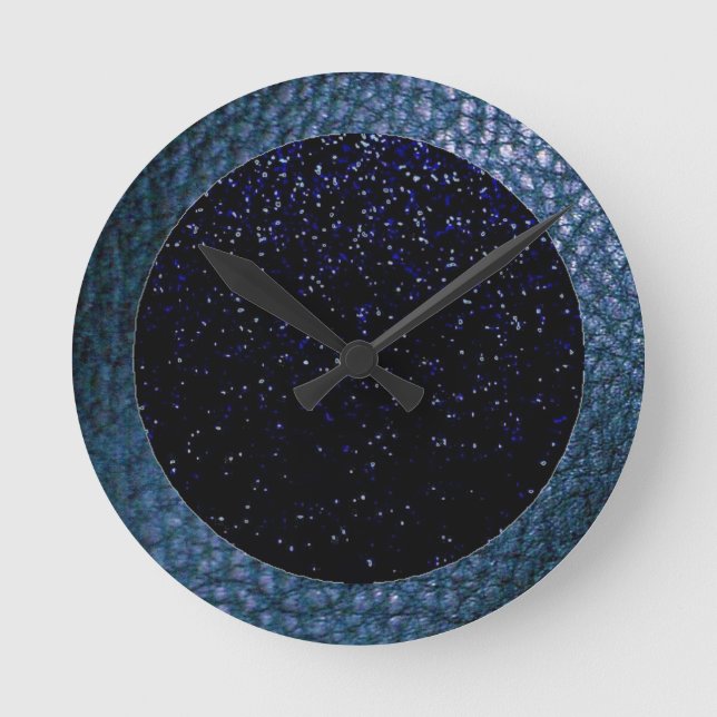 Stary Night Faux Leather Wall Clock Rund Klocka (Framsida)